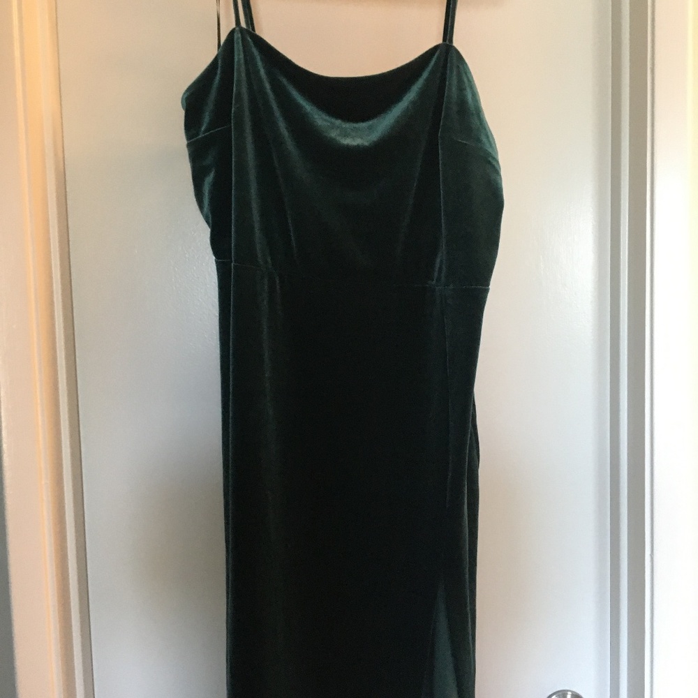 Green Velvet Express Dress with slit